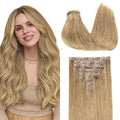 GOO GOO Clip in Hair Extensions Real Human Hair, Remy Human Hair Extensions Clip ins for Women, Natural Human Hair, 20inch 110g 7Pcs, 7 Bronde