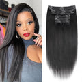 16 Inch Yaki-Straight Clip ins Real Human Hair Yaki Clip in Hair Extensions For Women Clip on Hair Extensions Brazilian Virgin Hair Extension