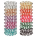 JessLab Spiral Hair Ties, 20 Pcs Traceless Phone Cord Hair Ties No Crease Spiral Bracelet Plastic Coil Ponytail Holders No-Damage Headband Hair Accessory for Girls Women Ladies Gift (Steel Beaded)