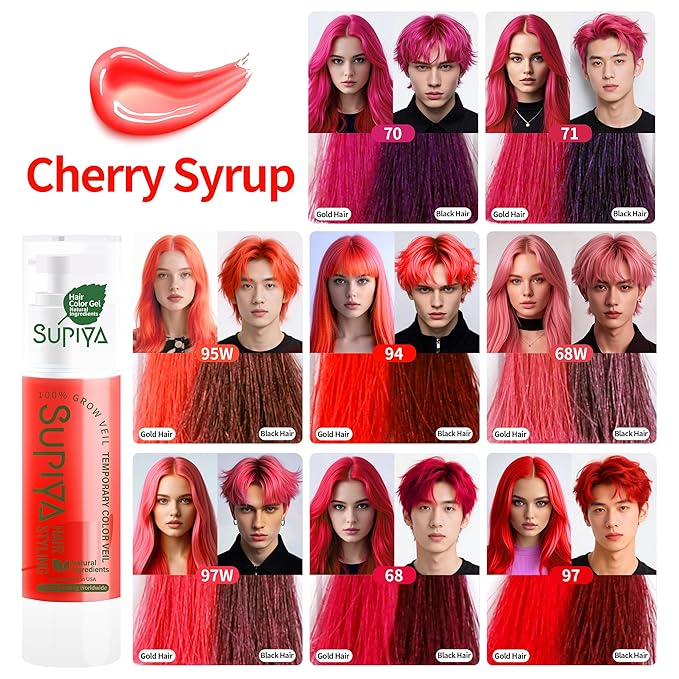 Temporary Hair Color Gel,Red Hair Dye Color Gel Washable Natural Instant Hair Color Wax for DIY Hairstyle for Kids Men Women(Color #68)