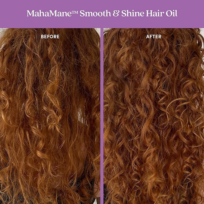 Fable and Mane MahaMane Smooth & Shine Hair Serum - Protective Oil Treatment for Dry, Damaged Hair. 1.8FL oz