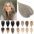 SEGO Grey Hair Toppers for Women Real Human Hair No Bangs, Salt and Pepper Hair Topper, 7 * 13 CM Silk Base Clip In Top Pieces Add Volume -12 Inch G3 Light Grey Mix