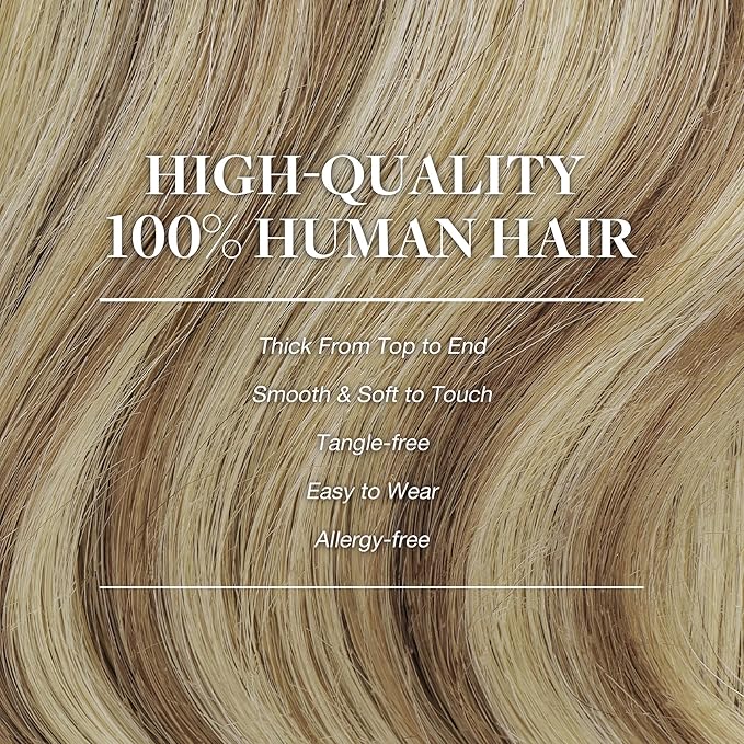 GOO GOO Clip in Hair Extensions Real Human Hair, Remy Human Hair Extensions Clip ins for Women, Natural Human Hair, 20 Inch 160g 7Pcs, 8A/22 Medium Brown Highlighted Golden Blonde