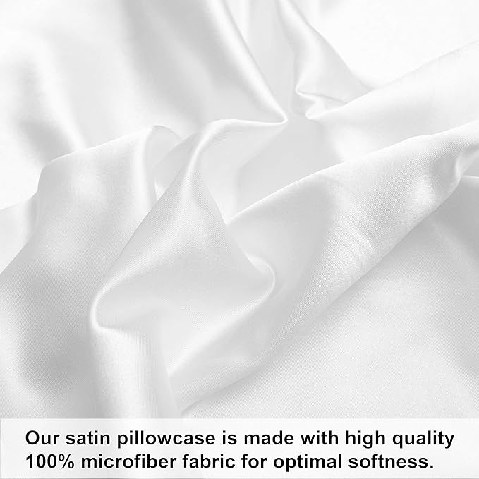 NTBAY Satin Body Pillowcase for Hair and Skin, Luxurious and Silky Pillow case with Envelope Closure, 20x54 Inches, White