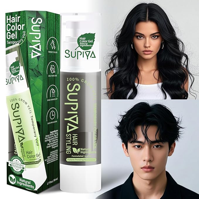 Temporary Hair Color Gel,Black Hair Dye Color Gel Washable Natural Instant Hair Color Wax for DIY Hairstyle for Kids Men Women(Color #1)