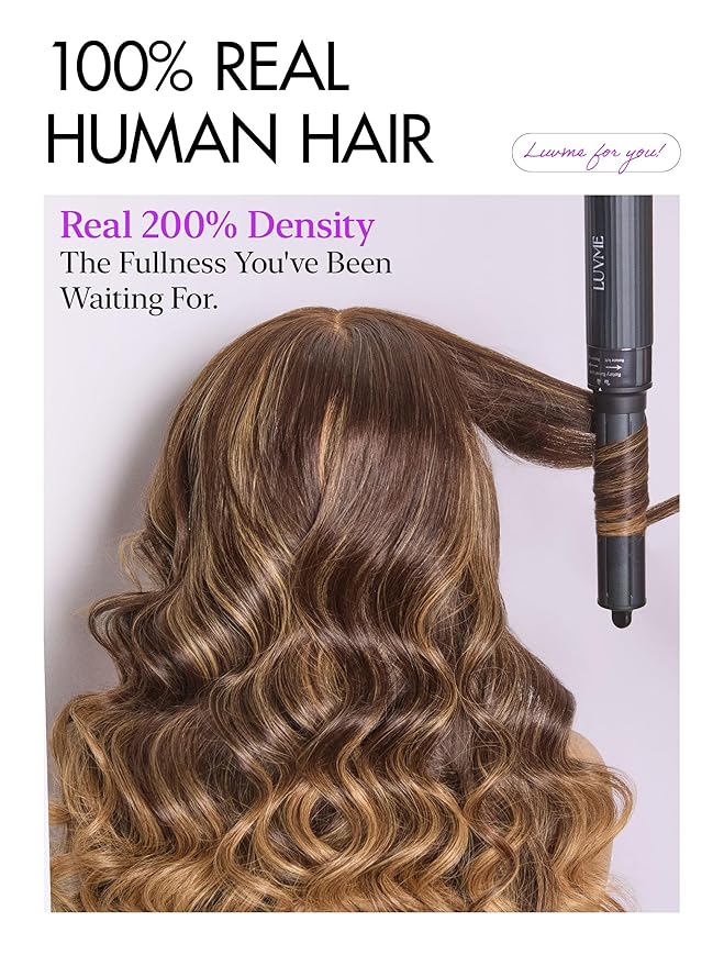 LUVME HAIR 7x6 HD Lace All-Day Comfort Wig with Bangs 200% Density Hair Lace Wigs Ombre Blonde Highlight Loose Body Wave Lace Front Wigs Human Hair Pre Cut Plucked Glueless 28 Inches