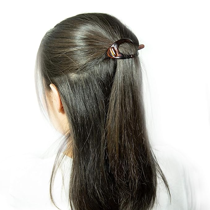 Camila Paris CP2316 French Hair Barrette Clip, Flexible Ponytail Holder No Metal Parts, Strong Hold Grip Hair Clips for Women, No Slip and Durable Styling Girls Hair Accessories, Made in France