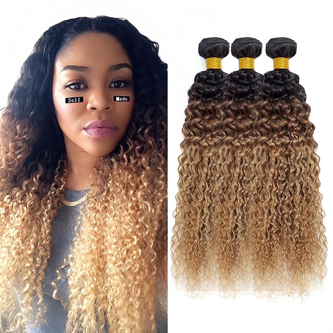 T1B/4/27 Water Wave Bundles Human Hair Honey Blonde Bundles 20 22 24 Inch Niegmeag Virgin Soft and Sikly Remy Hair Extensions Ombre Blonde Bundle