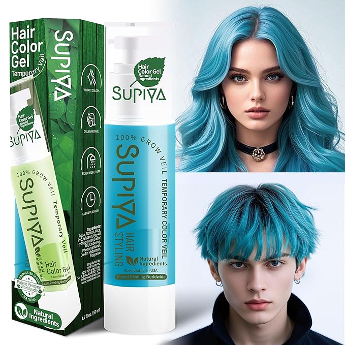 Temporary Hair Color Gel,Blue Hair Dye Color Gel Washable Natural Instant Hair Color Wax for DIY Hairstyle for Kids Men Women(Color #7W)
