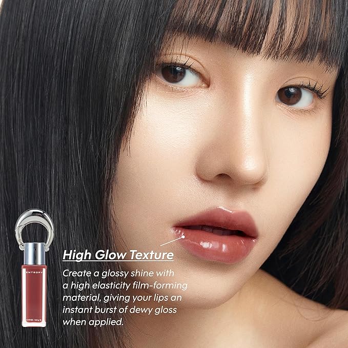 ENTROPY Makeup 2-in-1 Charm Shiny Glowy Lip & Cheek Gloss Tint Keychain, High Pigment Glossy Lip Color & Plumping Gloss, C3 Ruby Charm