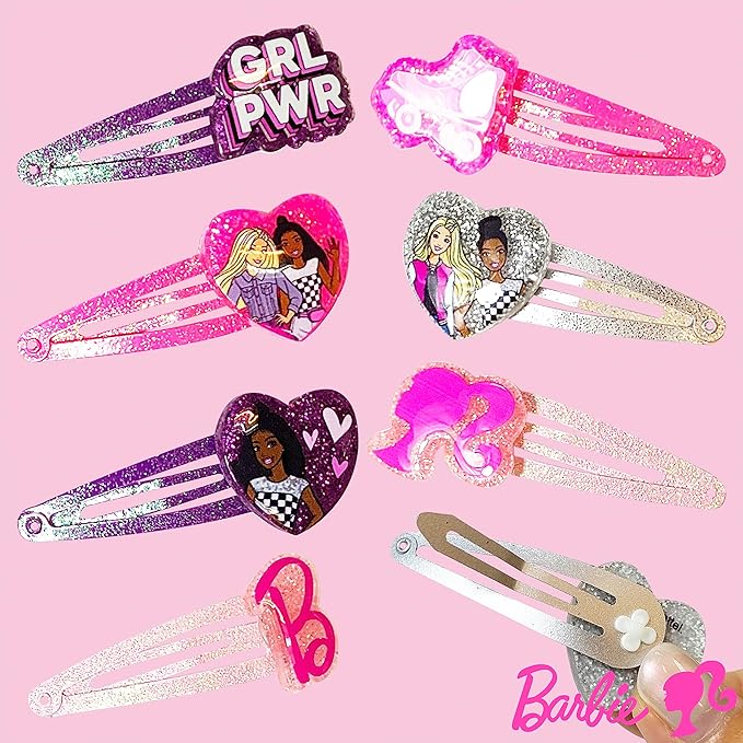 LUV HER Barbie Hair Clips for Girls Snap Clips 8 Pack Multi Color Ages 3+