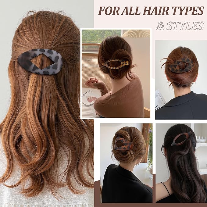 Lourny Flat Hair Clips for Women, French Flat Claw Clips & Duckbill Hair Clips for Thin Hair Lightweight Non-Slip Claw Clips for Women 6PCS