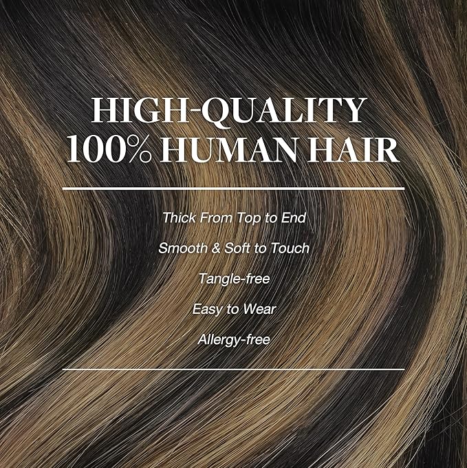 GOO GOO Clip in Hair Extensions Real Human Hair, Remy Human Hair Extensions Clip ins for Women, Natural Human Hair, 18inch 120g 7Pcs, 1B/6/1B Balayage Natural Black to Chestnut Brown