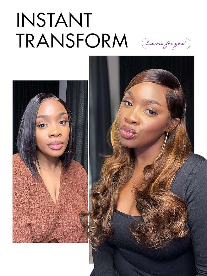 LUVME HAIR 7x6 HD Lace All-Day Comfort Wig 200% Density Hair PartingMax Lace Wigs Loose Body Wave Lace Front Wigs Human Hair Pre Cut Plucked Lace Frontal Glueless Mix Brown Highlight Color 24 Inches