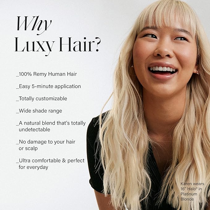 Luxy 100% Remy Human Hair – Halo Clip-In Hair Extensions –Natural Looking Volume & Length - One-Piece - Easy 5-Min Application 150 grams 12" Dimensional Rooted Light Bronde