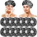 12 Pieces Deep Conditioning Caps Aluminum Foil Reusable Hair Processing Hair Coloring Shower Caps for Home Salon Use(12 Inch,Black)