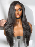 LUVME HAIR 7x6 All-Day Comfor Wig PartingMax Lace Wigs 200% Density Yaki Straight Lace Front Wigs Human Hair Pre Cut Plucked Lace Frontal Glueless Natural Black Color