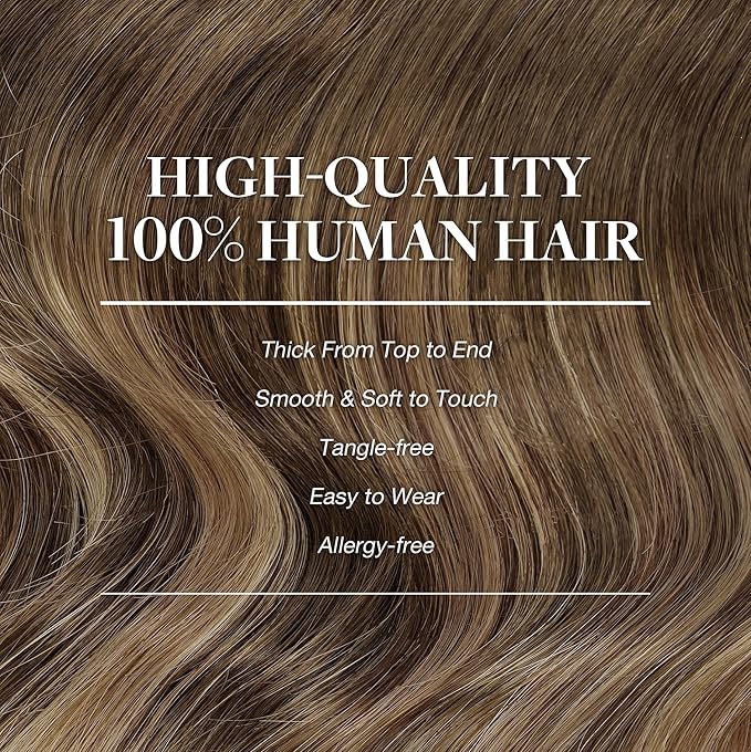 GOO GOO Clip in Hair Extensions Real Human Hair, Remy Human Hair Extensions Clip ins for Women, Natural Human Hair, 26inch 135g 7Pcs, 4/27/4 Balayage Chocolate Brown to Caramel Blonde
