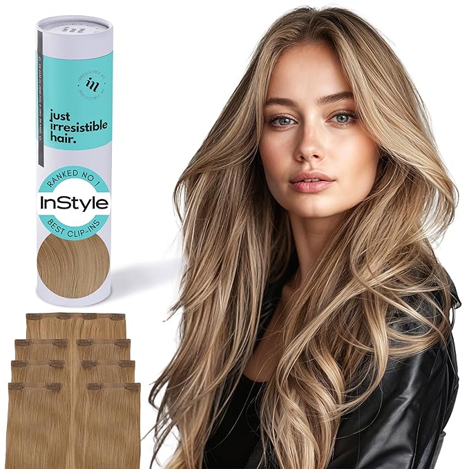 Irresistible Me Real Human Hair Extensions Clip Ins – 100% Human Hair Clip In Extensions for Length & Volume – Invisible Extension – Heat Resistant & Dyeable – Medium Blonde, 14 Inches