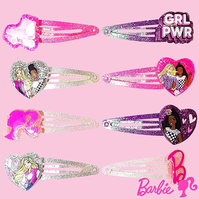 LUV HER Barbie Hair Clips for Girls Snap Clips 8 Pack Multi Color Ages 3+