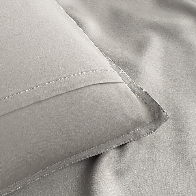 Queen Pillowcases by Pure Bamboo, Genuine 100% Organic Viscose Derived from Bamboo, Luxuriously Soft & Cooling, Double Stitching, Envelope Closure (2 Queen Pillowcases, Stripes)