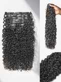 LUVME Burmese Curly Clip in Hair Extensions Real Human Hair Messy Curly Clip Ins Fullness with 1 Pack for Women Brazilian Remy Human Hair Natural Black 135g 18Inch