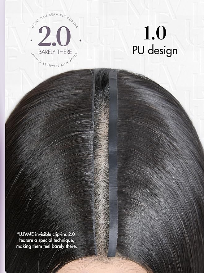 LUVME Invisible Clip in Hair Extensions Real Human Hair, 18 inch 110g 6Pcs, Natural Black Remy Human Hair Extensions Clip ins for Women, Natural Human Hair