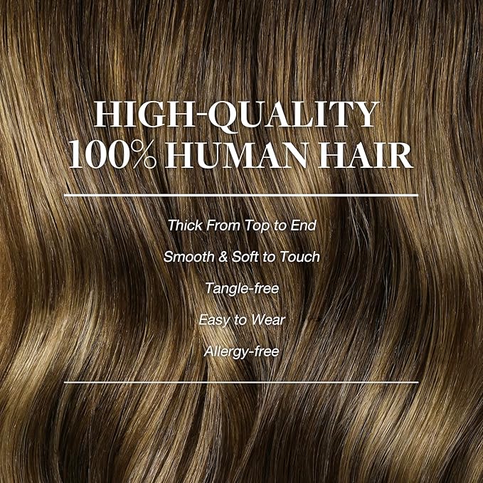 GOO GOO Clip in Hair Extensions Real Human Hair, Remy Human Hair Extensions Clip ins for Women, Natural Human Hair, 24inch 240g 9Pcs, #4/27/4 Balayage Chocolate Brown to Caramel Blonde