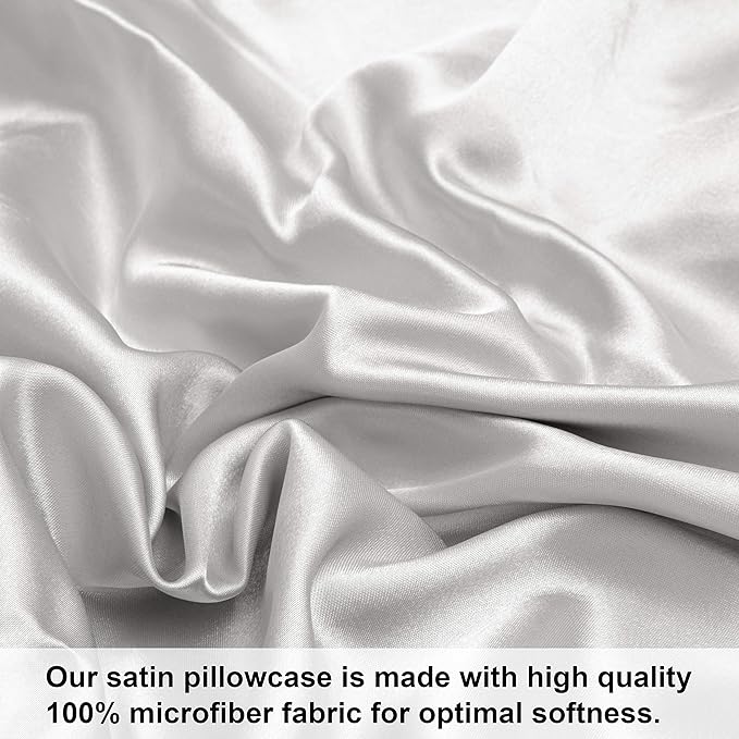 NTBAY 2 Pack Satin King Pillowcases for Hair and Skin, Luxurious and Silky Pillow Cases with Envelope Closure, 20x36 Inches, Silver Grey