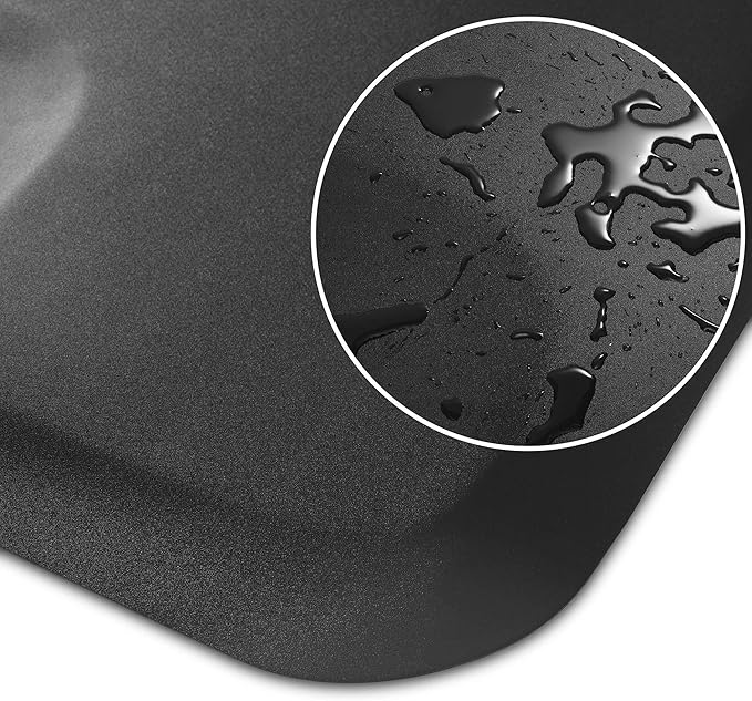 Saloniture 3 ft. x 4 ft. Salon & Barber Shop Chair Anti-Fatigue Mat - Black Semi Circle - 1 in. Thick