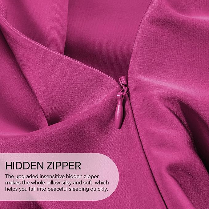 INFIIXSO Body Pillow Cover with Zipper, Luxury Mulberry Silk Body Pillow Case 20x54 Inches, Ultra Smooth and Soft Cooling Long Pillowcase, Gift for Women, Men(Hot Pink)