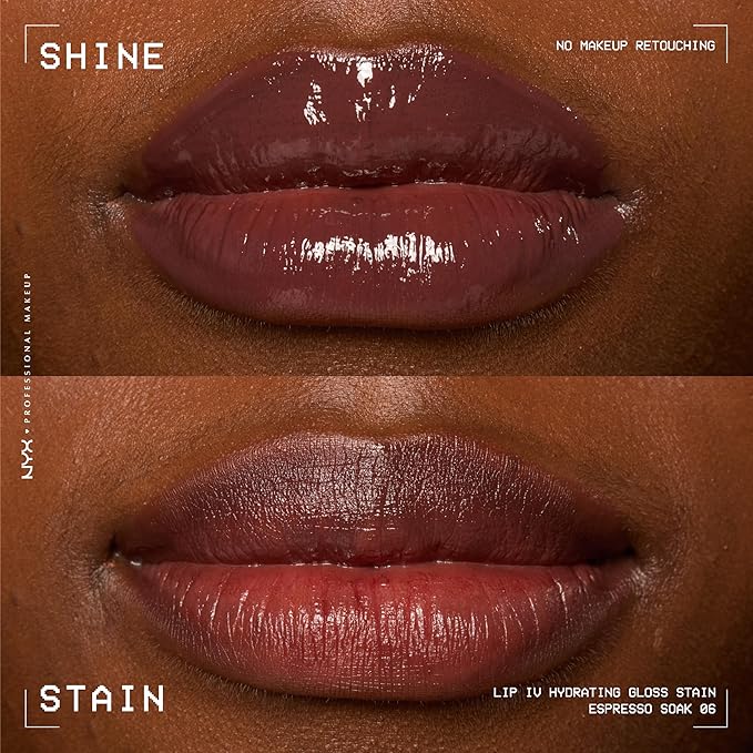 NYX PROFESSIONAL MAKEUP Lip IV Hydrating Glossy Lip Stain with 12HR Hydration - Espresso Soak (Brown)