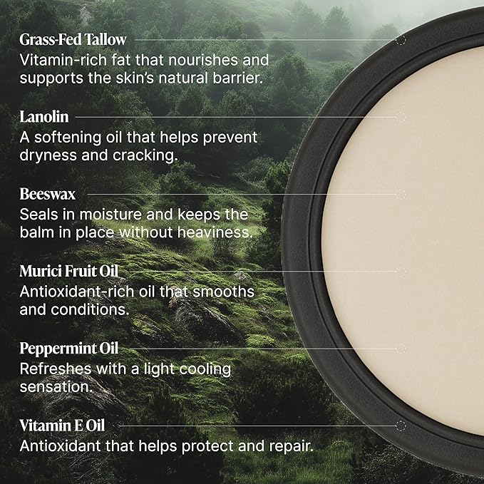 Peppermint Lip Balm, Natural & Clean Moisturizing Lip Balm with Vitamins A, D, E, and K, Nourishes and Smooths Texture, Moisturizer for Dry and Chapped Lips, Non-toxic, Made in USA