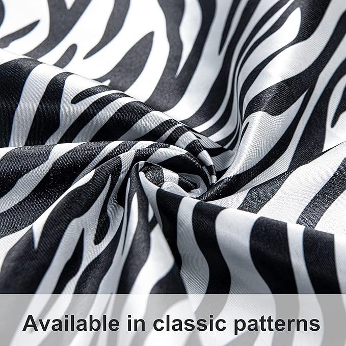 NTBAY 2 Pack Satin King Pillowcases for Hair and Skin, Luxurious and Silky Zebra Printed Pillow Cases with Envelope Closure, 20x36 Inches, Black and White