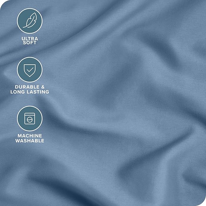 Bare Home Microfiber Pillow Cases - King 20x36 - Cooling Pillowcases - Double Brushed - Easy Care - Envelope Closure (King Pillowcase Set of 2, Coronet Blue)