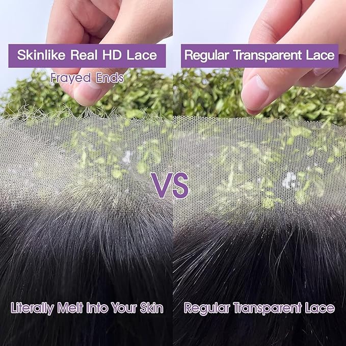 Lemoda Straight SKINLIKE Real HD 13x4 Full Lace Frontal Wigs 210% Density 15A Brazilian Straight Virgin Human Hair Lace Front Wig 30inch Invisible 0.1mm Ultra-thin Frayed Ends Tiny Knots