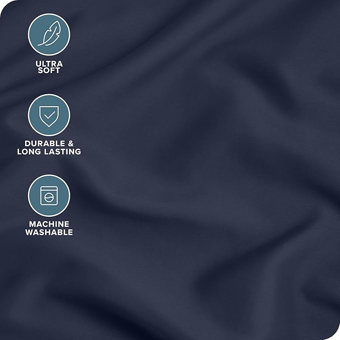 Bare Home Premium 1800 Ultra-Soft Microfiber Pillowcase Set - Double Brushed - Hypoallergenic - Wrinkle Resistant (King Pillowcase Set of 2, Midnight Blue)