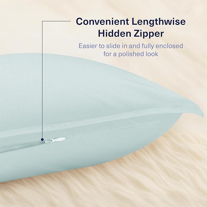 Kickoff Viscose Bamboo Pillowcase, Standard, Set of 2, 100% Organic Hidden Zippered Viscose Bamboo Pillow Case Standard Size, Cooling Pillow Cover for Hot Sleepers (20"x26" Coastal Blue)