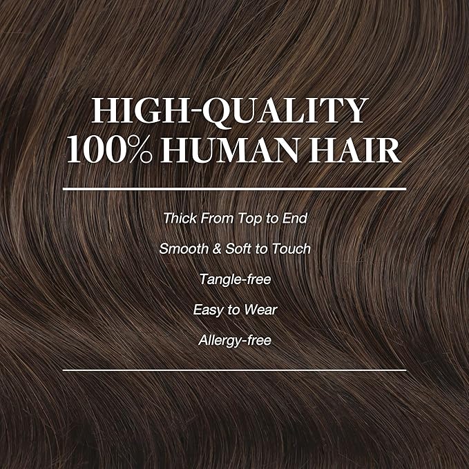 GOO GOO Clip in Hair Extensions Real Human Hair, Remy Human Hair Extensions Clip ins for Women, Natural Human Hair, 12inch 85g 7Pcs, 4A Chocolate Brown