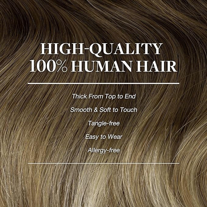 GOO GOO Clip in Hair Extensions Real Human Hair, Remy Human Hair Extensions Clip ins for Women, Natural Human Hair, 16inch 150g 9Pcs, 3/8/613 Balayage Walnut Brown to Ash Brown and Bleach Blonde