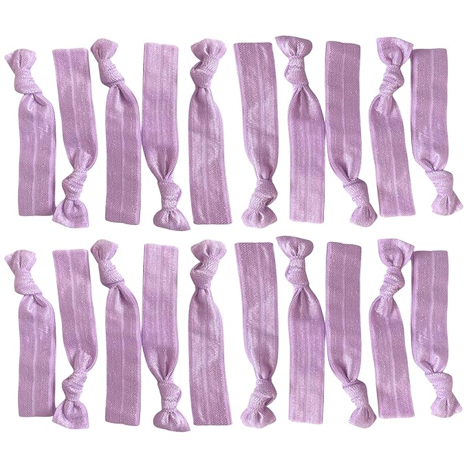 Kenz Laurenz Hair Ties Ponytail Holder Set No Crease Ribbon Bands - 20 Count - Light Purple