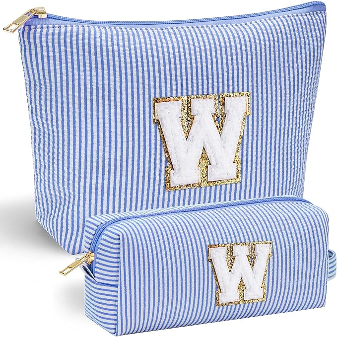 YOOLIFE Personalized Gifts for Women, Initial Make Up Bag Cosmetic Bag Makeup Pouch Cute Makeup Bag Gift for Wife Girlfriend Sister Gifts Bride Wedding Gifts for Women Her Best Friend Birthday Gifts W