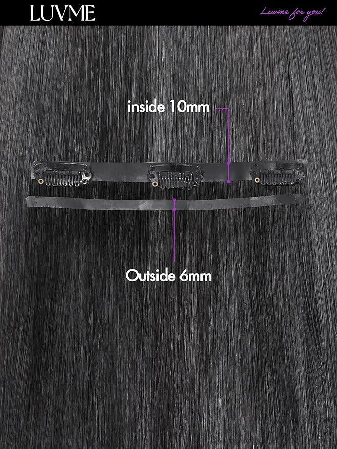 LUVME 2 Pack Straight Seamless 220g 14Pcs Clip in Hair Extensions Full Max with 18inch Remy Human Hair Extensions, Natural Black 100% Real Soft Human Hair Extension