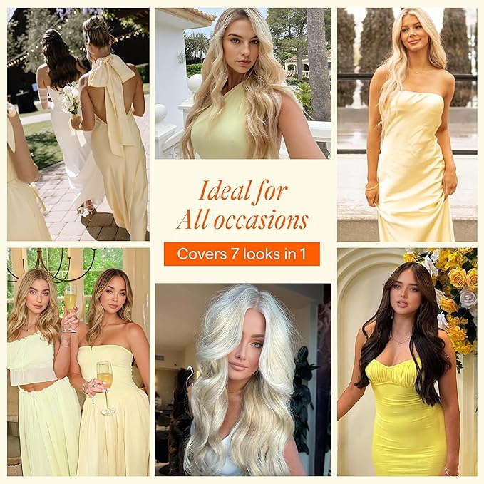 Full Shine Seamless Clip in Hair Extensions Human Hair, Highlights Blonde to Ash Blonde Real Hair Extensions Clip in, 4Pcs 20Inch 95 grams, Seamless Wefts for Thin Hair Add Volume