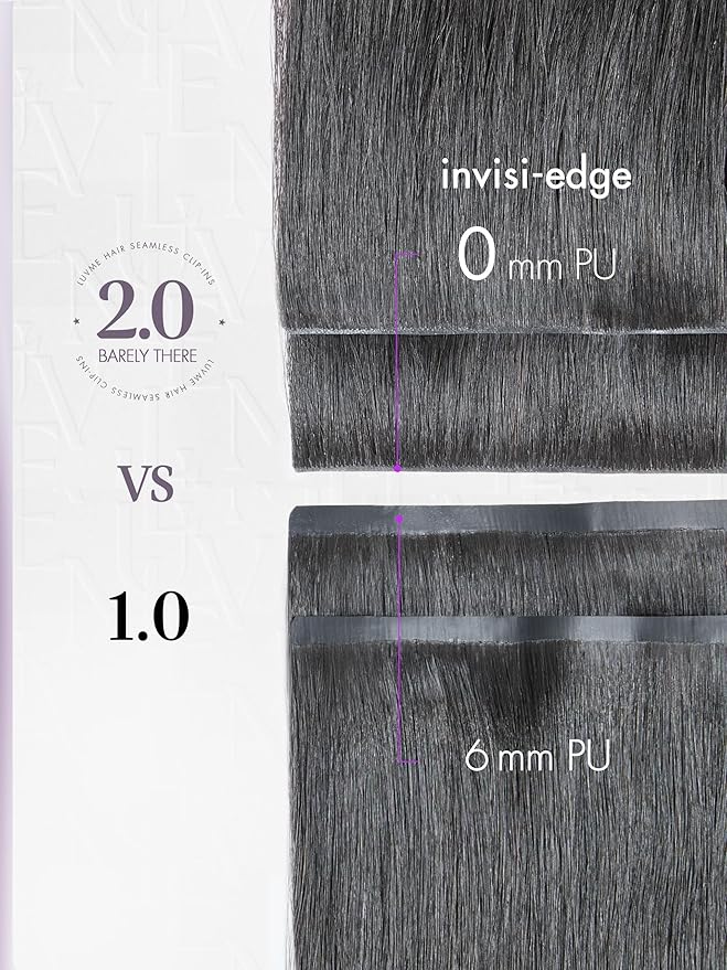 LUVME Invisible Clip in Hair Extensions Real Human Hair, 16 inch 2 Pack 220g 12Pcs, Natural Black Remy Human Hair Extensions Clip ins for Women, Natural Human Hair