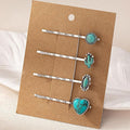 Western Style Hair Bobby Pins 4 Pcs Women's Turquoise Howlite Stone Hair Clip Cowgirl Chic Retro Hair Accessories