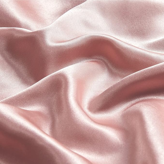 BEDELITE Satin Pillowcase with Zipper, Rose Pink King Size Pillow Cases Set of 2, Super Soft and Cooling Similar to Silk Pillow Cases, Gift for Women Men(20x36 Inches)