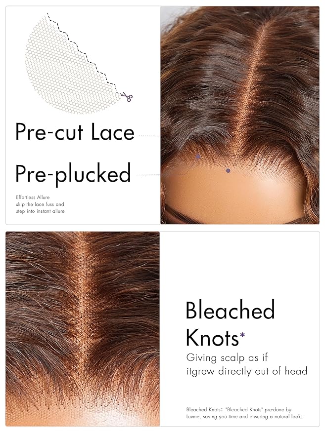 LUVME HAIR 18 Inch Deep Wave Medium Copper Brown Glueless Human Hair Wig Pre Plucked Precut 5x5 Lace Front Wigs