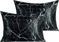 NTBAY 2 Pack Satin Standard Pillowcases for Hair and Skin, Luxurious and Silky Marbling Printed Pillow Cases with Envelope Closure, 20x26 Inches, Black