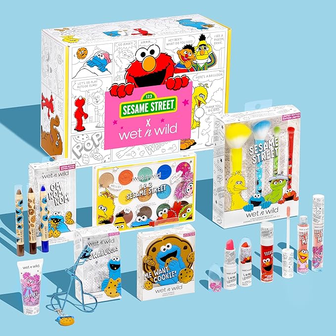 wet n wild Sesame Street Limited Edition PR Box - Makeup Set with Versatile Brushes, Vibrant Buildable & Blendable Palettes & Lip Glosses for Unique Looks, Cruelty-Free & Vegan